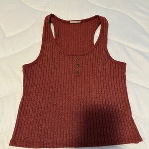 Olivia Rae Red Ribbed Sleeveless Crop Tank Top